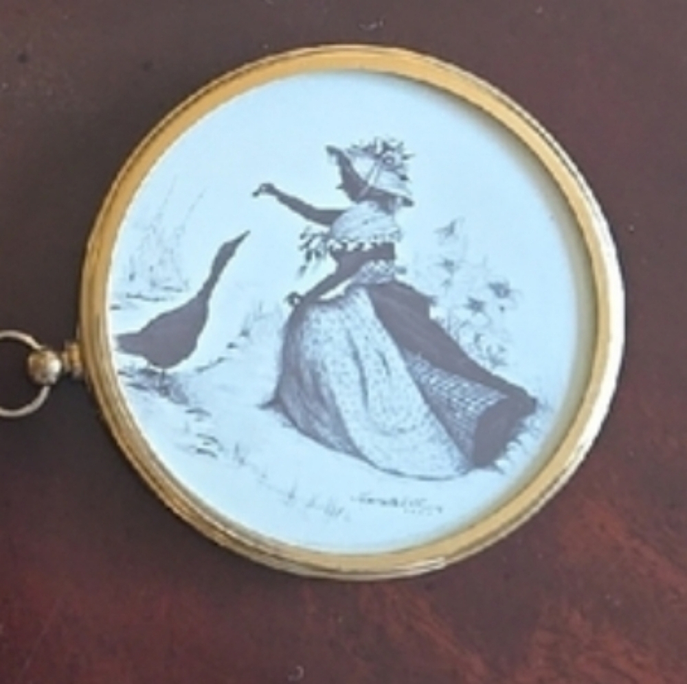 Vintage Gold Framed Victorian Lady Illustration